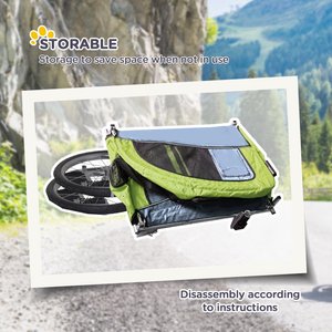 Aosom 2-In-1 Dog Bike Trailer & Stroller, Green