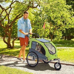 Aosom 2-In-1 Dog Bike Trailer & Stroller, Green