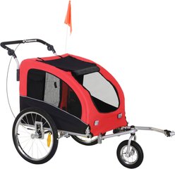 Aosom 2-In-1 Dog Bike Trailer & Stroller, Red