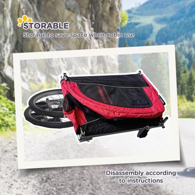 Show full view: Aosom 2-In-1 Dog Bike Trailer & Stroller, Red slide 7 of 11