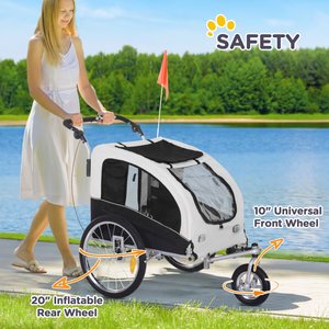 Aosom 2-In-1 Dog Bike Trailer & Stroller, White