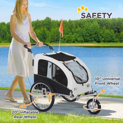 Show full view: Aosom 2-In-1 Dog Bike Trailer & Stroller, White slide 8 of 10
