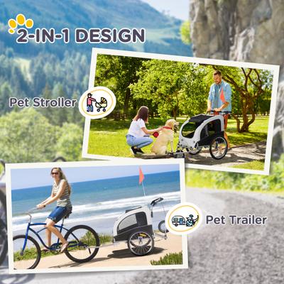 Show full view: Aosom 2-In-1 Dog Bike Trailer & Stroller, White slide 4 of 10
