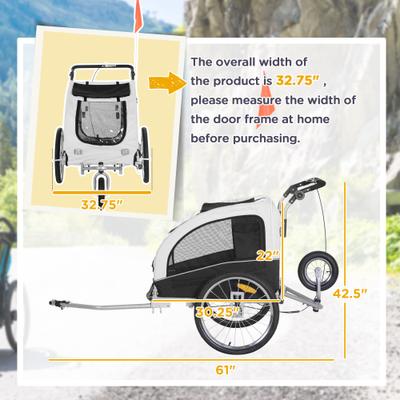 Show full view: Aosom 2-In-1 Dog Bike Trailer & Stroller, White slide 3 of 10