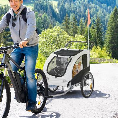 Show full view: Aosom 2-In-1 Dog Bike Trailer & Stroller, White slide 2 of 10