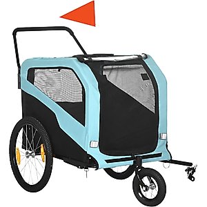 Aosom 2-in-1 Large Dog Bike Trailer & Stroller, Light Blue