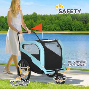 Aosom 2-in-1 Large Dog Bike Trailer & Stroller, Light Blue
