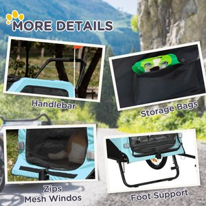 Aosom 2-in-1 Large Dog Bike Trailer & Stroller, Light Blue