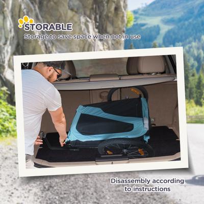 Show full view: Aosom 2-in-1 Large Dog Bike Trailer & Stroller, Light Blue slide 7 of 11