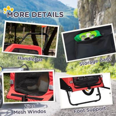 Show full view: Aosom 2-in-1 Large Dog Bike Trailer & Stroller, Red slide 10 of 11