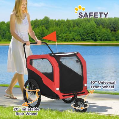 Show full view: Aosom 2-in-1 Large Dog Bike Trailer & Stroller, Red slide 9 of 11
