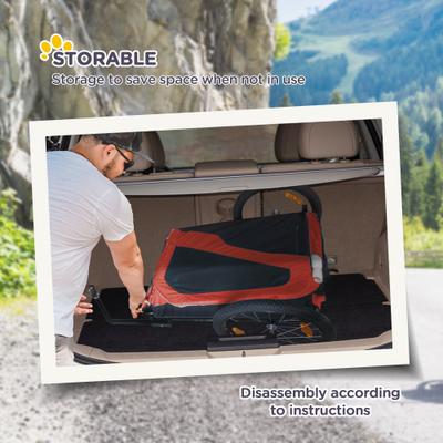 Show full view: Aosom 2-in-1 Large Dog Bike Trailer & Stroller, Red slide 7 of 11