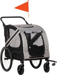 Aosom 2-in-1 Small Dog Bike Trailer & Stroller, Grey