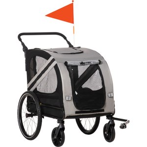 Aosom 2-in-1 Small Dog Bike Trailer & Stroller, Grey
