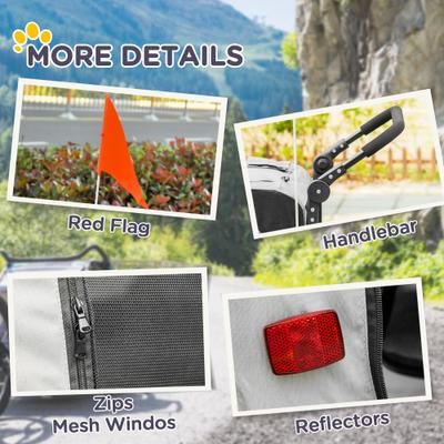 Show full view: Aosom 2-in-1 Small Dog Bike Trailer & Stroller, Grey slide 9 of 9