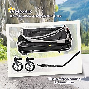 Aosom 2-in-1 Small Dog Bike Trailer & Stroller, Grey