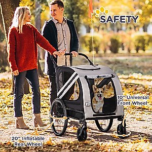 Aosom 2-in-1 Small Dog Bike Trailer & Stroller, Grey
