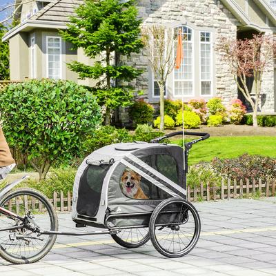 Show full view: Aosom 2-in-1 Small Dog Bike Trailer & Stroller, Grey slide 2 of 9