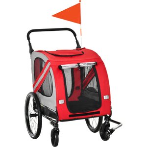 Aosom 2-in-1 Small Dog Bike Trailer & Stroller, Red