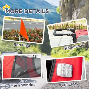 Aosom 2-in-1 Small Dog Bike Trailer & Stroller, Red