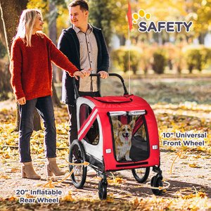 Aosom 2-in-1 Small Dog Bike Trailer & Stroller, Red