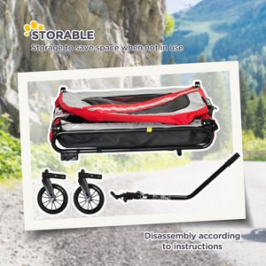 Aosom 2-in-1 Small Dog Bike Trailer & Stroller, Red