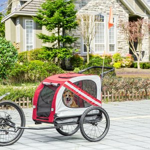 Aosom 2-in-1 Small Dog Bike Trailer & Stroller, Red