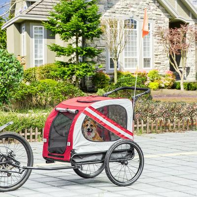 Show full view: Aosom 2-in-1 Small Dog Bike Trailer & Stroller, Red slide 3 of 10