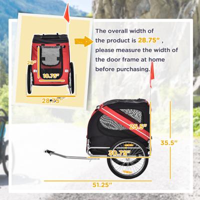 Show full view: Aosom Dog Bike Trailer, Red slide 3 of 10