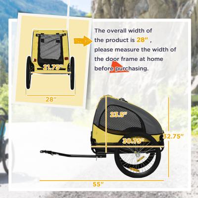 Show full view: Aosom Medium Dog Bike Trailer, Yellow slide 3 of 10