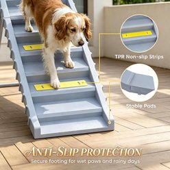 AOSTIRMOTOR 10-Step Non-Slip Foldable Dog Car Ramp, Grey slide 2 of 6