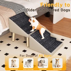 AOSTIRMOTOR 2-in-1 Wooden Non-Slip Ottoman Design Foldable Dog Bed Stairs, 22.8-in, Light Gray slide 2 of 9