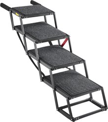 AOSTIRMOTOR 4-Step Extra Wide Non-Slip Felt Carpet Foldable Dog Car Ramp, Black