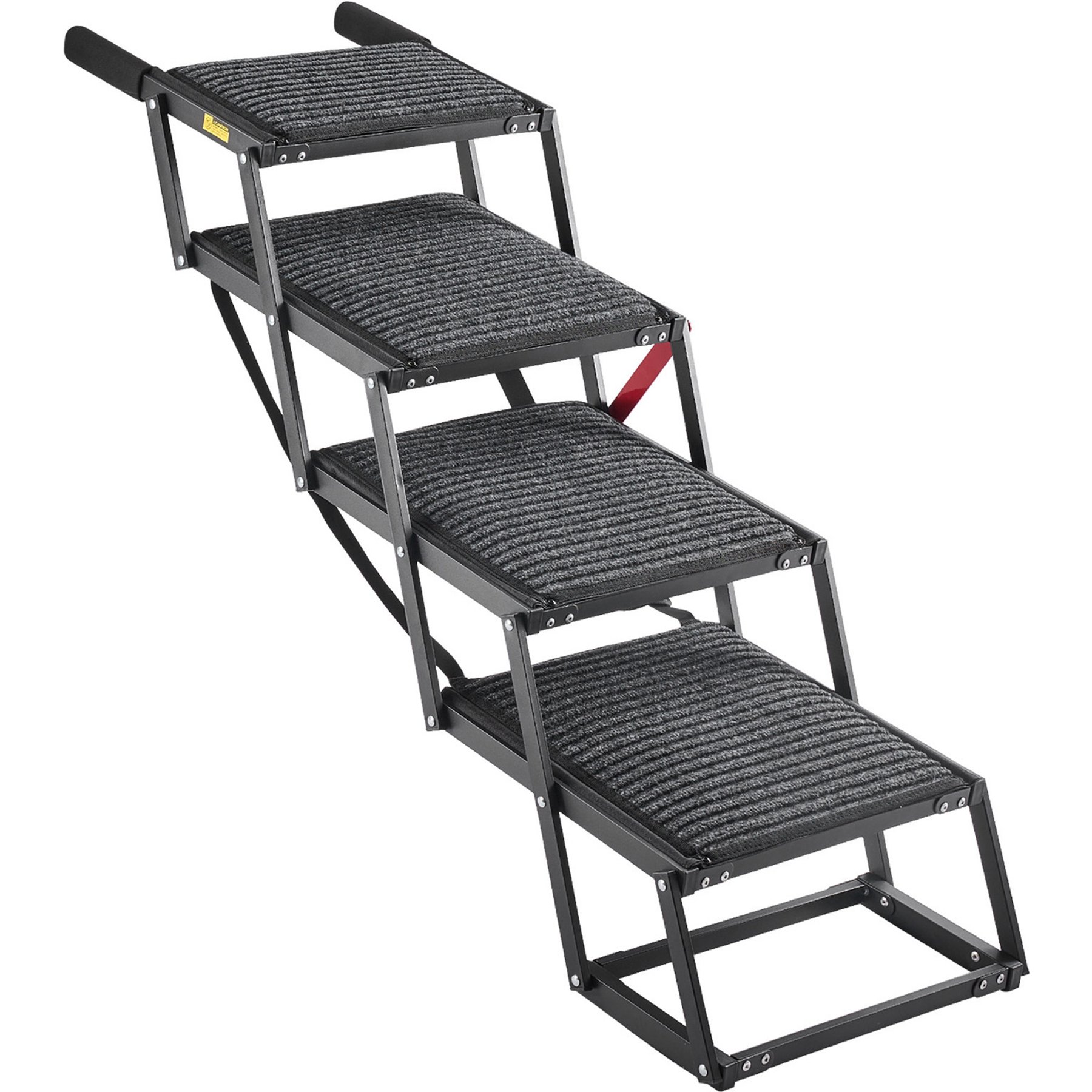 AOSTIRMOTOR 4-Step Extra Wide Non-Slip Felt Carpet Foldable Dog Car Ramp, Black