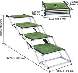 AOSTIRMOTOR 4-Step Extra Wide Non-Slip Turf Carpet Foldable Dog Car Ramp, Green slide 2 of 8