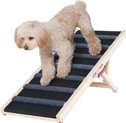 AOSTIRMOTOR 5-Level Wooden Adjustable Foldable Dog Ramp, Black slide 2 of 6