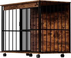 AOSTIRMOTOR Cage Furniture Tray Escape Proof Dog Crate, Brown, Large slide 2 of 7