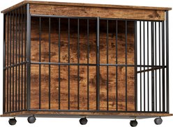 AOSTIRMOTOR Cage Furniture Tray Escape Proof Dog Crate, Brown, Large