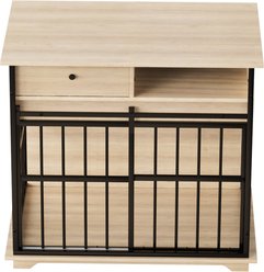 AOSTIRMOTOR Cage Tray Wooden Kennel Furniture Storage Space Dog Crate, Beige