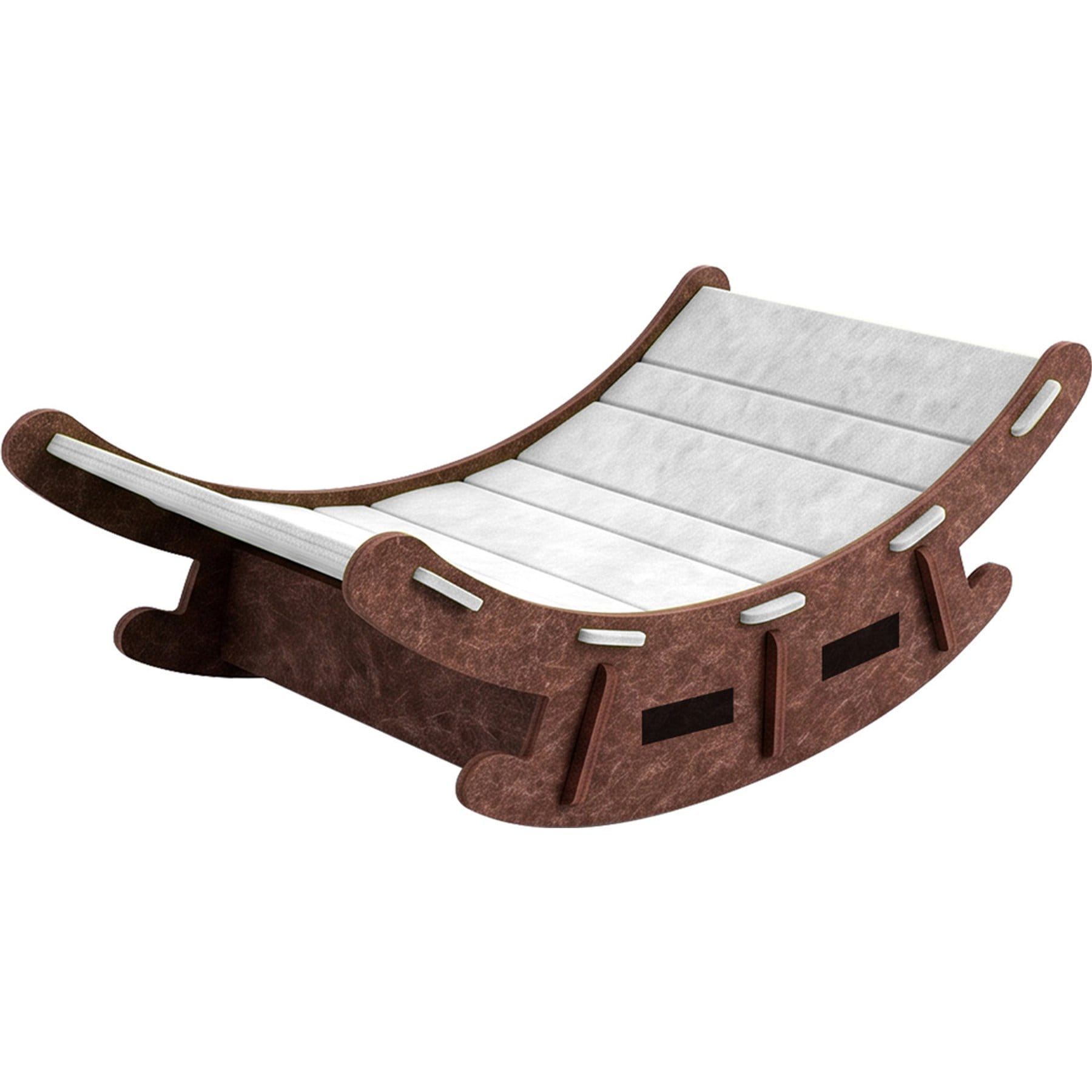 AOSTIRMOTOR Ergonomic Curved Lounge Felt Cat Bed, White