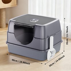 AOSTIRMOTOR Fully Enclosed Covered Cat Litter Box, Gray slide 2 of 4