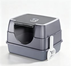 AOSTIRMOTOR Fully Enclosed Covered Cat Litter Box, Gray