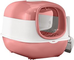 AOSTIRMOTOR Fully Enclosed Covered Cat Litter Box with Lid, Pink