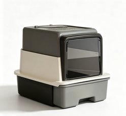 AOSTIRMOTOR Fully Enclosed Covered Cat Litter Box with Top Litter Sifting Grate