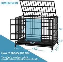 AOSTIRMOTOR Heavy Duty Wheel Folding Metal Big Cage Escape Proof Dog Crate, Black, 48-in slide 2 of 6