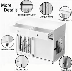 AOSTIRMOTOR Modern Wooden Furniture Sliding Barn Side Door Storage Space Dog Crate, White, 39.37-in slide 2 of 8