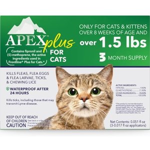 Apex Plus Topical Flea & Tick Treatment for Cats, >1.5 lbs, 3 doses