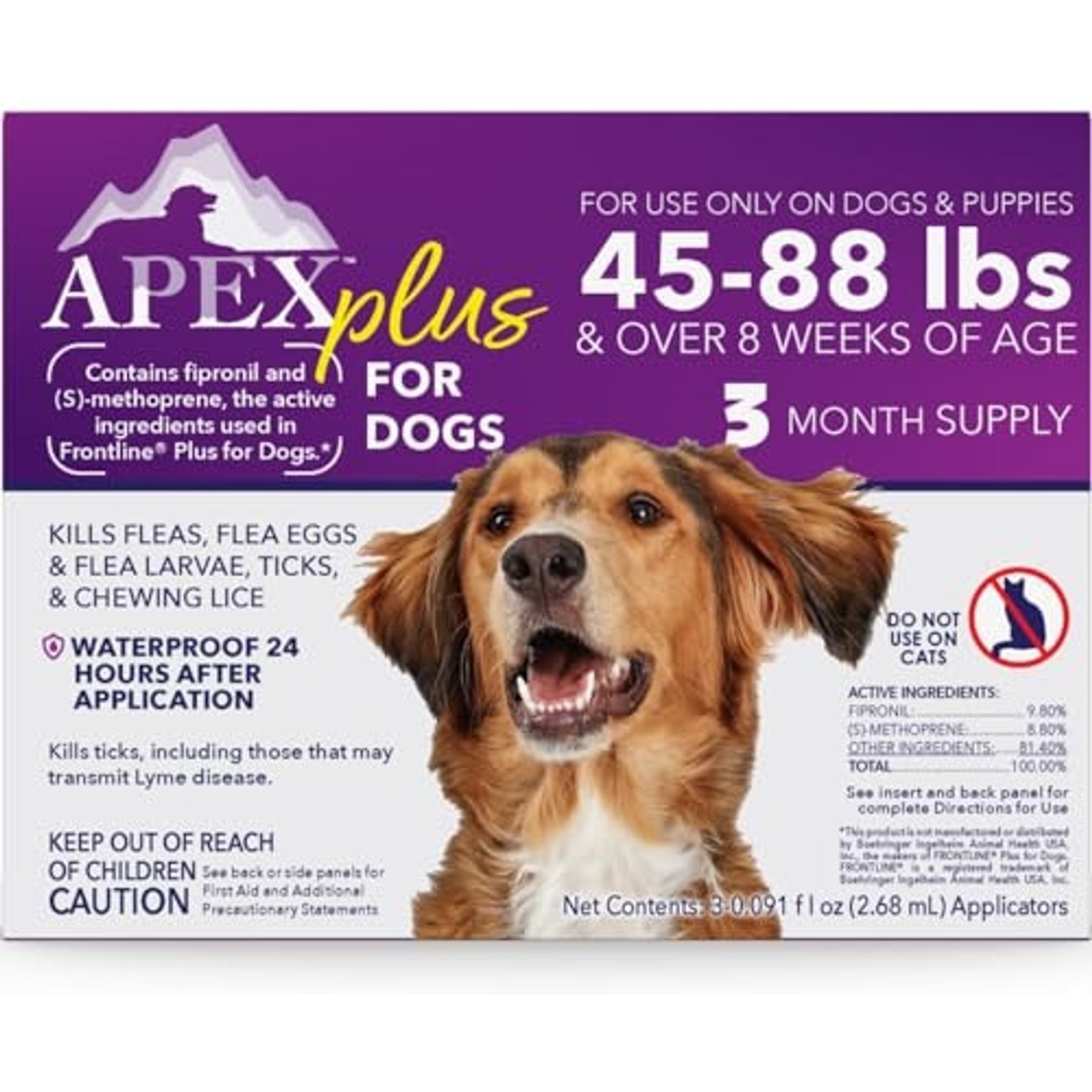 Apex Plus Topical Flea & Tick Treatment for Dogs, 45-88 lbs, 3 doses
