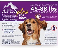 Apex Plus Topical Flea & Tick Treatment for Dogs, 45-88 lbs, 6 doses