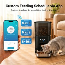 Aphyxen WiFi APP Control Smart Automatic Plastic Cat Feeder with Stainless Steel Bowl, Black, 4L slide 2 of 7